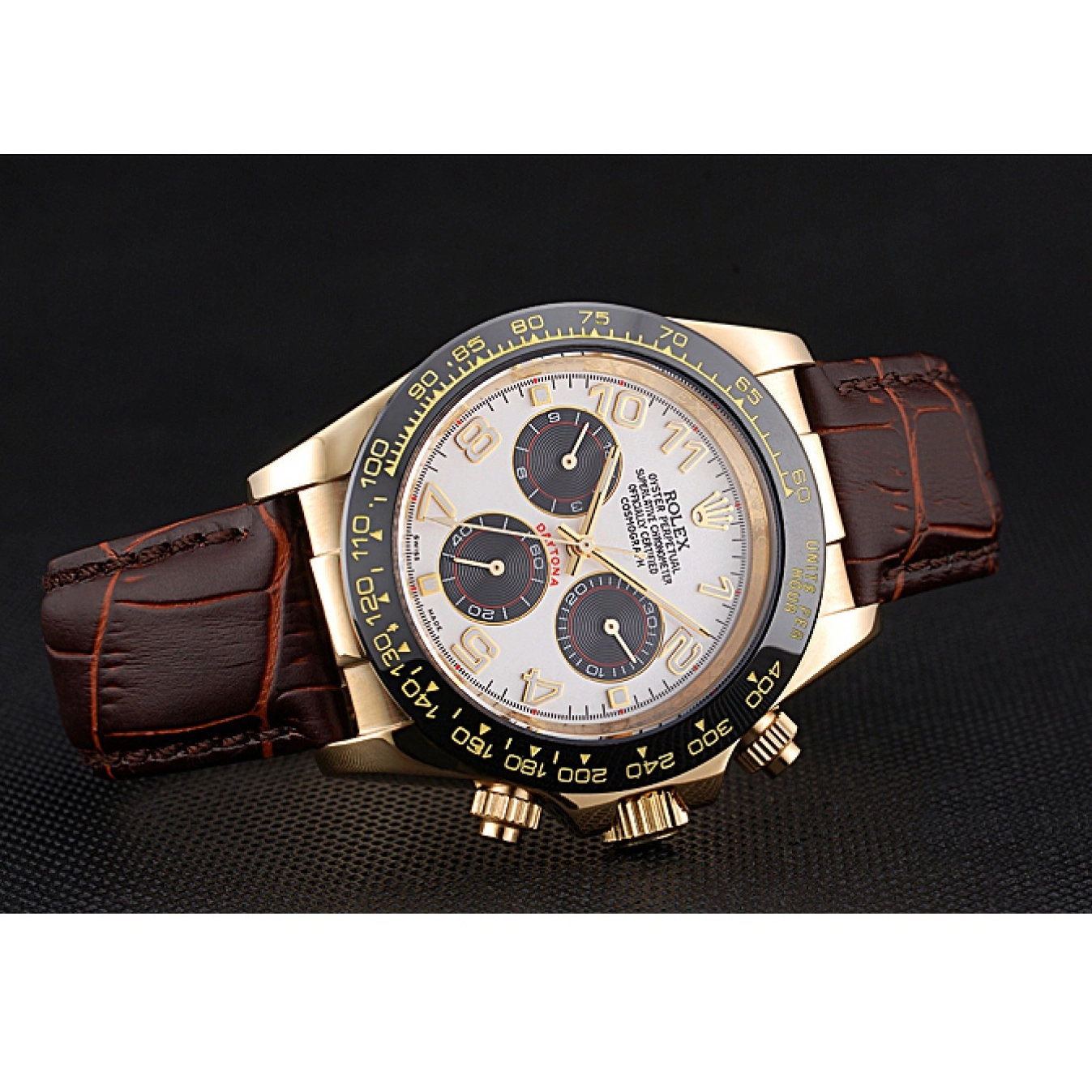 Aaa replica watch Subdials Leather 622634 Bracelet Case Rolex Gold Black Cosmograph Brown Daytona 0731